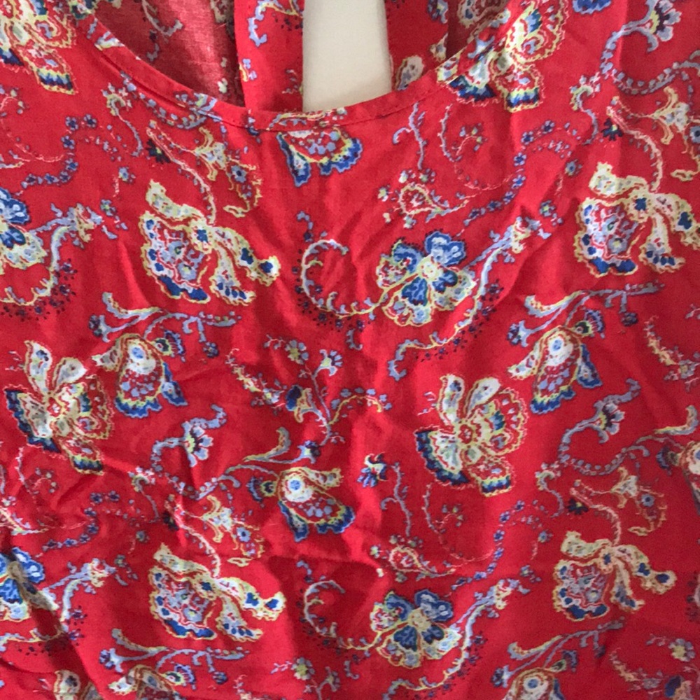 Red paisley cap sleeve top